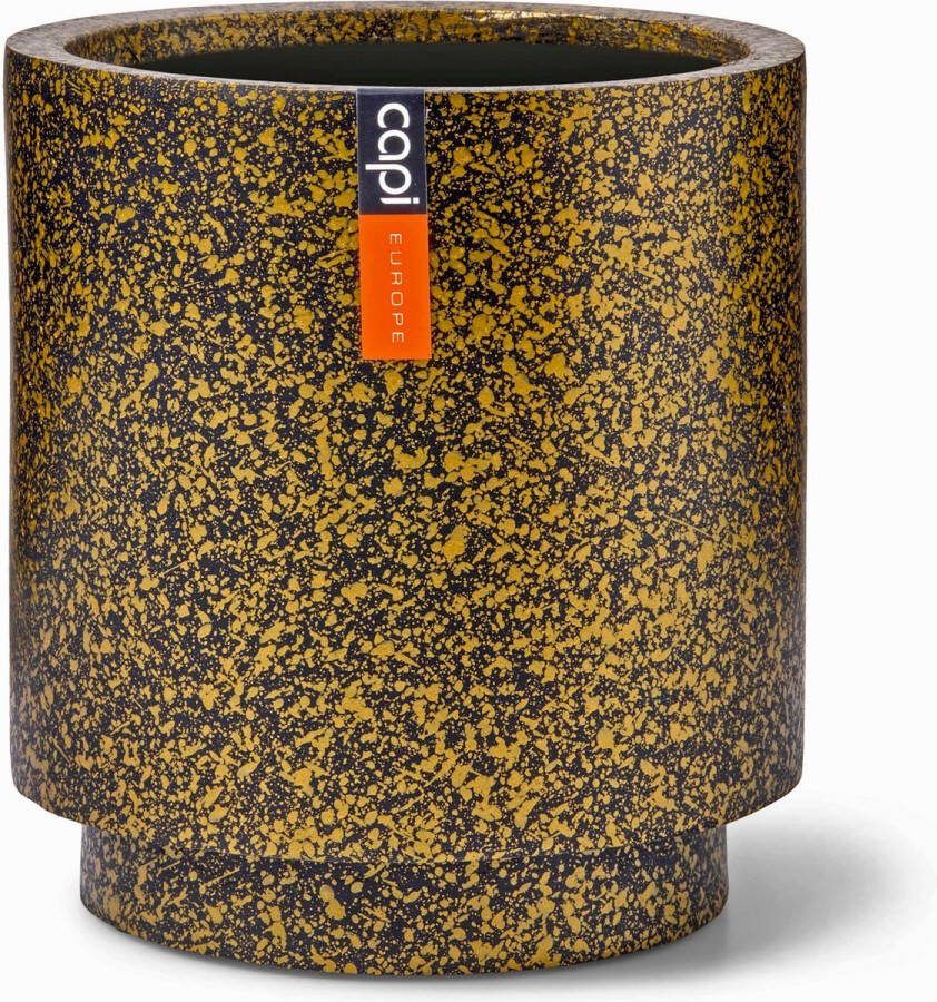 Capi Europe Vaas cilinder Terrazzo Gold 19x21 Goud Opening Ø16.9 Bloempot voor binnen 5 jaar garantie BTZG314