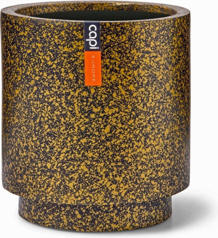 Capi Europe Vaas cilinder Terrazzo Gold 15x17 Goud Opening Ø12.9 Bloempot voor binnen 5 jaar garantie BTZG313