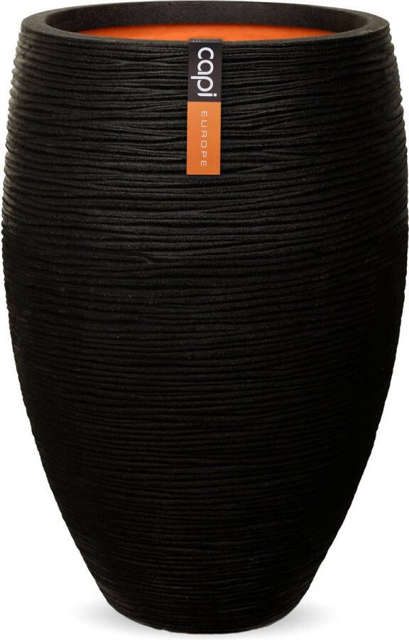 Capi Europe Vaas elegant deluxe Rib NL 40x60 Zwart Opening Ø27 Voor binnen en buiten Levenslang garantie Breukbestendig 100% Recyclebaar KBLR1131 Opening Ø27 Bloempot voor binnen 5 jaar garantie KBLR1131 - Foto 2