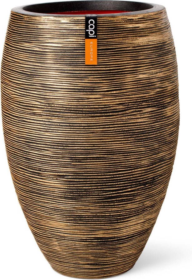 Capi Europe Vaas elegant deluxe Rib NL 51x72 Goud Opening Ø Voor binnen en buiten Levenslang garantie Breukbestendig 100% Recyclebaar KBGR1138 Opening Ø Bloempot voor binnen 5 jaar garantie KBGR1138