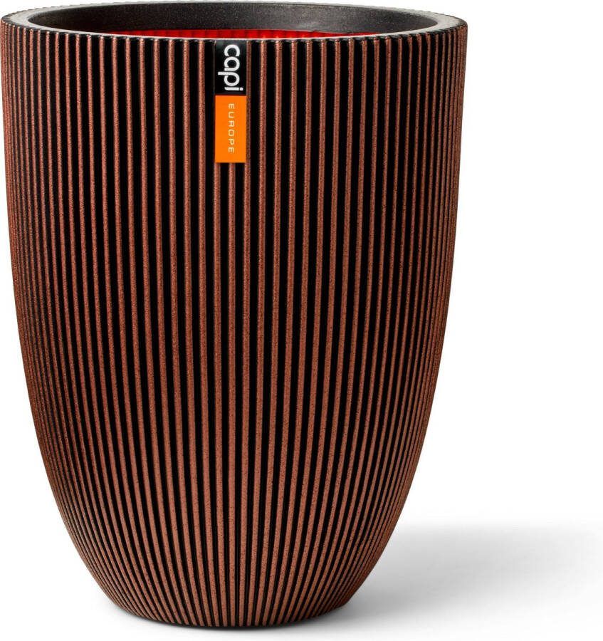 Capi Europe Vaas elegant laag Groove NL 34x46 Koper Opening Ø27 Bloempot voor binnen en buiten Levenslang garantie Breukbestendig 100% Recyclebaar CO2 Neutraal geproduceerd KGVCO782