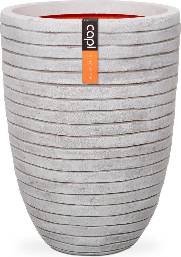 Capi Europe Vaas elegant laag Row NL 34x46 Ivoor Opening Ø27 Bloempot voor binnen en buiten Levenslang garantie Breukbestendig 100% Recyclebaar CO2 Neutraal geproduceerd KRWI782
