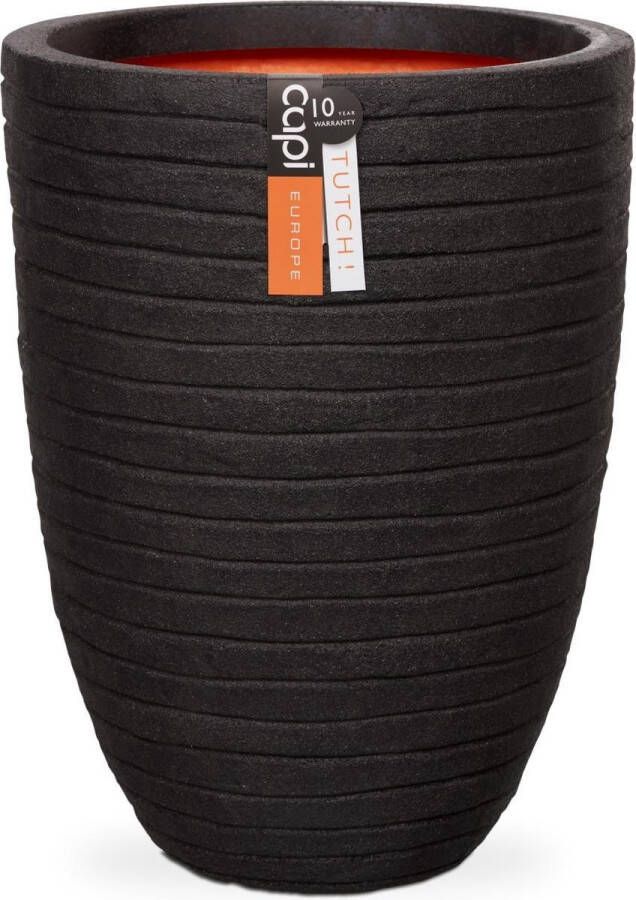 Capi Europe Vaas elegant laag Row NL 36x47 Zwart Opening Ø27 Voor binnen en buiten Levenslang garantie Breukbestendig 100% Recyclebaar KBLRO782 Opening Ø27 Bloempot voor binnen 5 jaar garantie KBLRO782