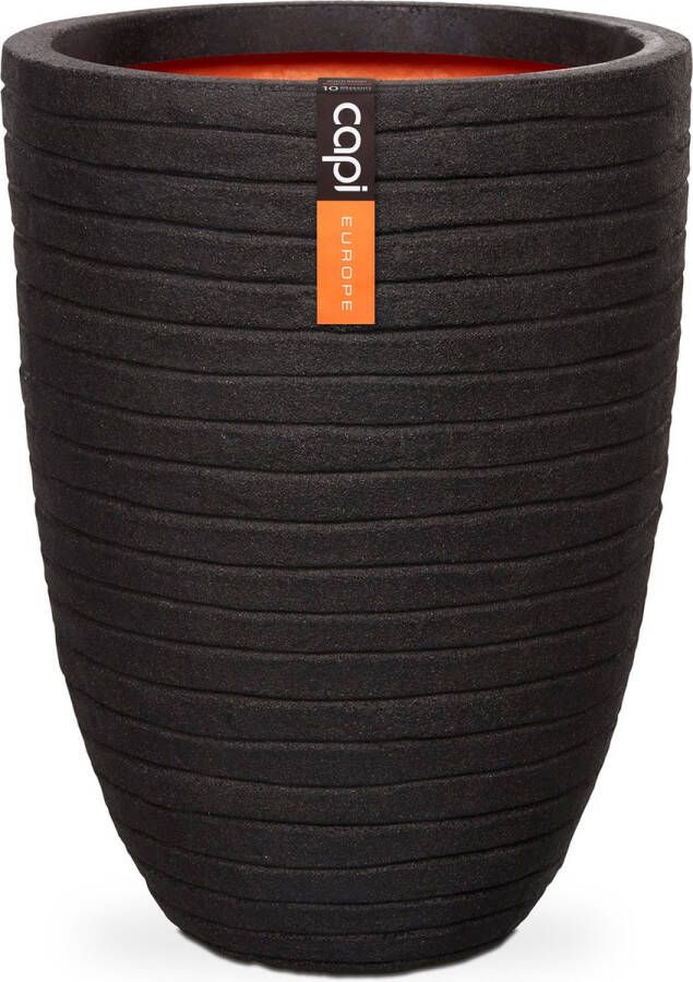Capi Europe Vaas elegant laag Row NL 34x46 Zwart Opening Ø27 Bloempot voor binnen en buiten Levenslang garantie Breukbestendig 100% Recyclebaar CO2 Neutraal geproduceerd KBLRO782