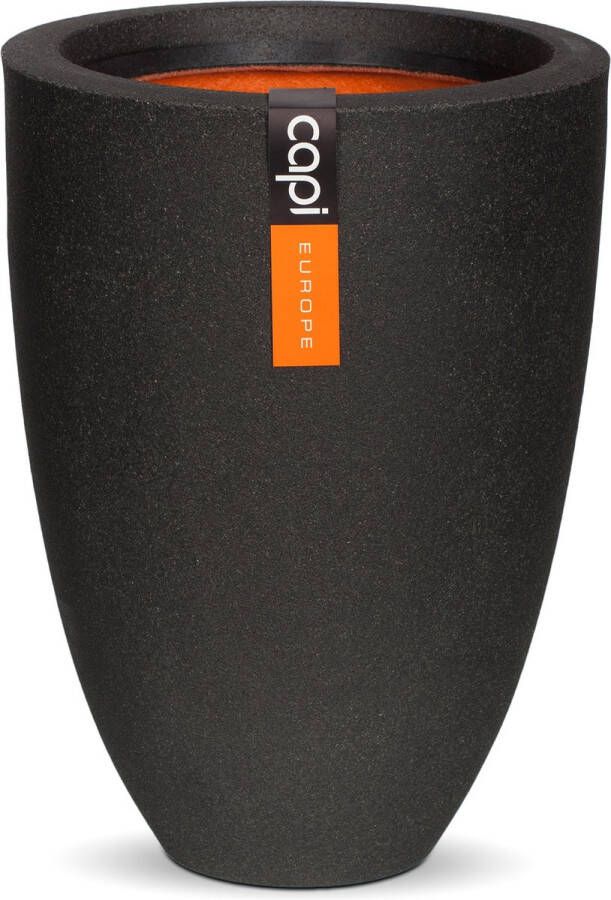 Capi Europe Vaas elegant laag Smooth NL 26x36 Zwart Opening Ø20 Bloempot voor binnen en buiten Levenslang garantie Breukbestendig 100% Recyclebaar CO2 Neutraal geproduceerd KBL781