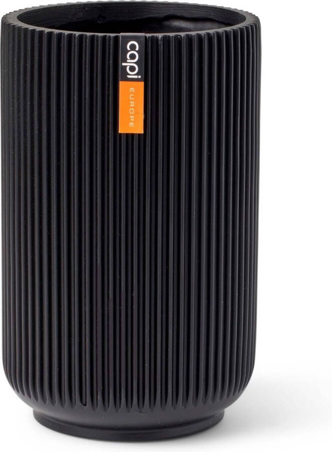 Capi Europe Vaas hoog Groove Black & Gold 14x22 Zwart Opening Ø11.9 Bloempot voor binnen 5 jaar garantie BGVBL433