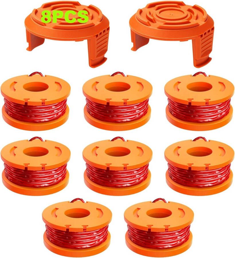 Capital Shopping BV Set van 8 Spoelen Draad voor oa WORX Trimmer Grastrimmer Draad Spoelen WA0010 Replacement Trimmer Spool