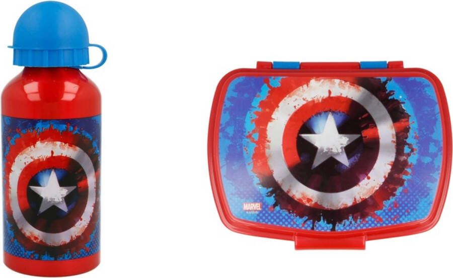 Captain America Broodtrommel Lunchbox Drinkbeker aluminium Lunchset