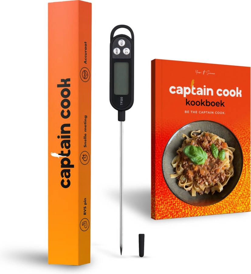 Captain Cook Keukenthermometer Inclusief e-Kookboek Vleesthermometer BBQ thermometer- Suikerthermometer Kernthermometer