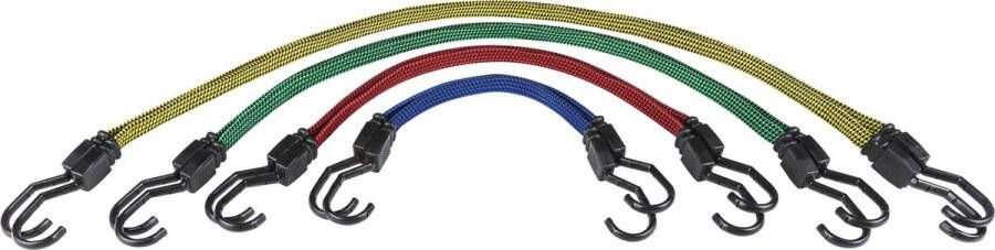 Car Comfort CarComfort Spangordelset elastische bagagespanners 8 stuks spanrubber voor transport spanbanden met stalen haken duurzame spangordelset