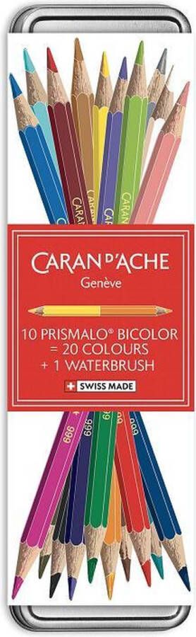 Caran D'ache Caran d Ache Prismalo Giftbox met 10 potloden=20 kleuren en een waterkwast limited edition