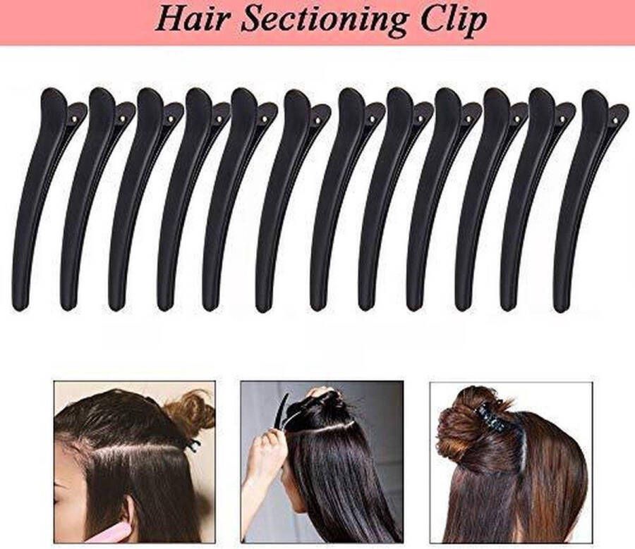 Carbon 12x Kappers haarklemmen Zwarte haarclips| Stevige Haarklem| Professionele Haarklemmen