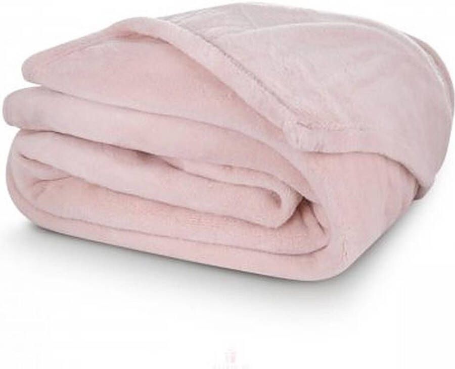 Carbotex Excellence Coral Fleece deken- 150x200cm- 100% Polyester- Plaid- Deken-Sprei- kleur Baby Roze