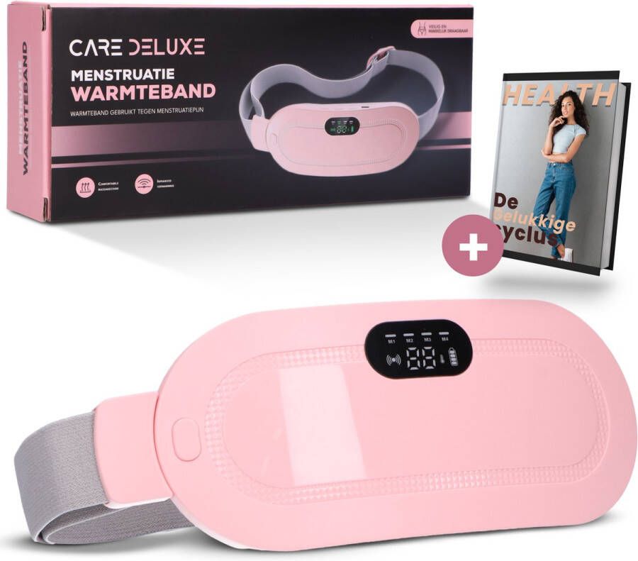 Care Deluxe Menstruatie Warmteband Massage Apparaat Pijnverlichting 3 Warmtestanden met Trilfunctie Roze