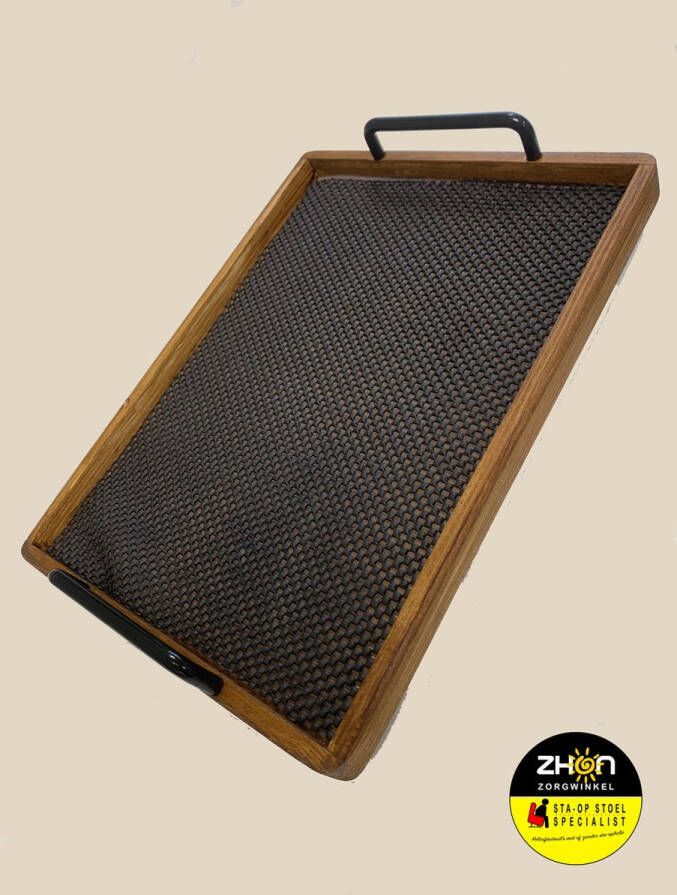Care-Product Rollator Dienblad Handgemaakt Hout 2 handvatten Antislip-mat Universeel voor rollators met zitje met een diepte van 19 cm