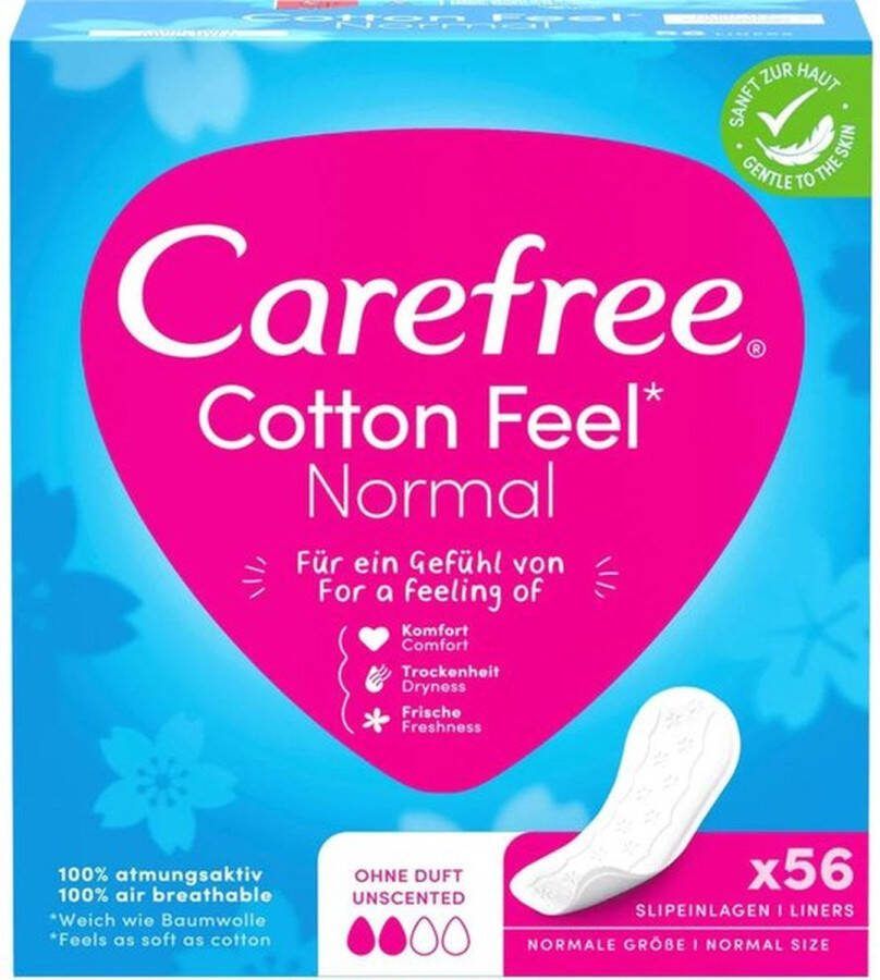Carefree Cotton Feel Inlegkruisjes Ongeparfumeerd 12x56 Stuks Voordeelverpakking