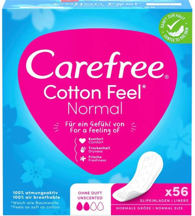 Carefree Cotton Feel Inlegkruisjes Ongeparfumeerd -6x56 Stuks Voordeelverpakking