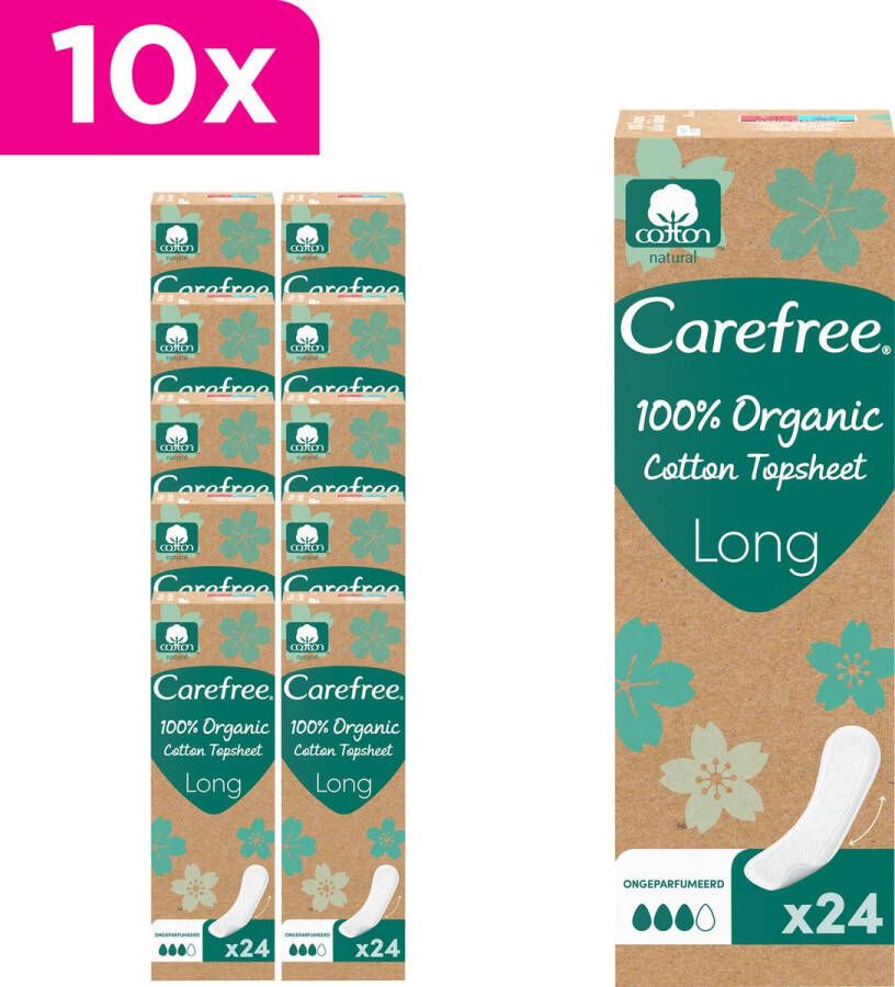 Carefree Organic Long inlegkruisjes van 100% biologisch katoen hypoallergeen en dermatologisch getest 10 x 24 stuks