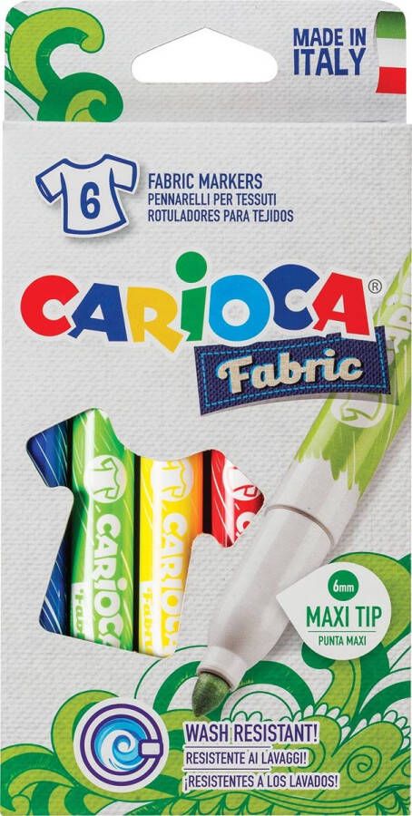 Carioca Carcioca textielstift Fabric doos van 6 stuks in geassorteerde kleuren 12 stuks