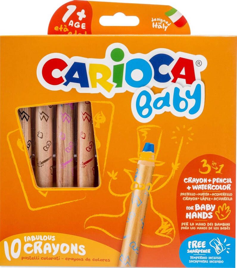 Carioca kleurpotlood Baby 3-in-1 geassorteerde kleuren 10 stuks in een kartonnen etui 12 stuks