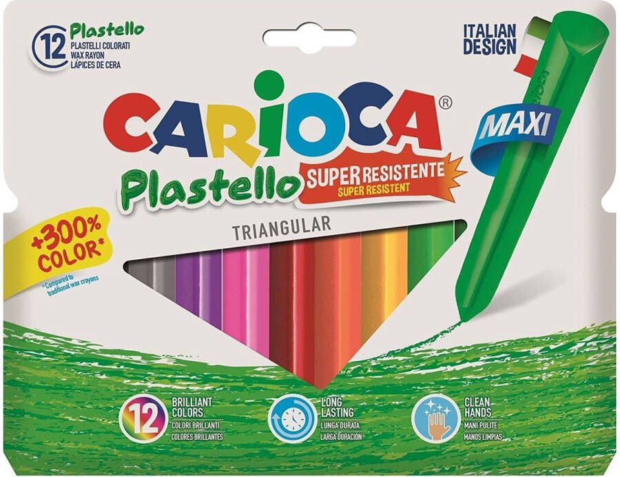 Carioca Maxi driehoekige plastic waskrijtjes 12 Stuks