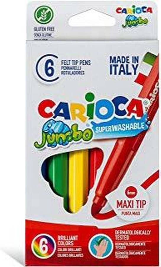 Carioca viltstift Jumbo Superwashable 6 stiften in een kartonnen etui 24 stuks