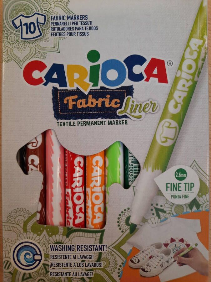 Carioca Textielstiften FabricLiner 2.6mm 10 stuks assortiment