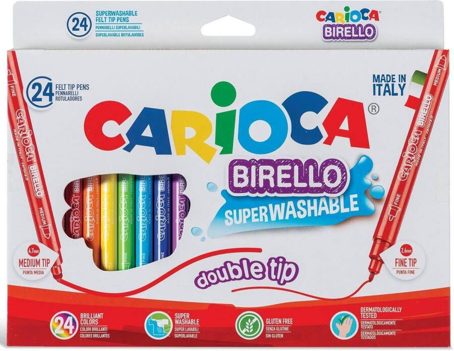 OfficeTown Carioca viltstift Dubbelpunter Birello Superwashab 24 stiften