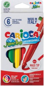 Merkloos Carioca viltstift Jumbo Superwashable 6 stiften in een kartonnen etui