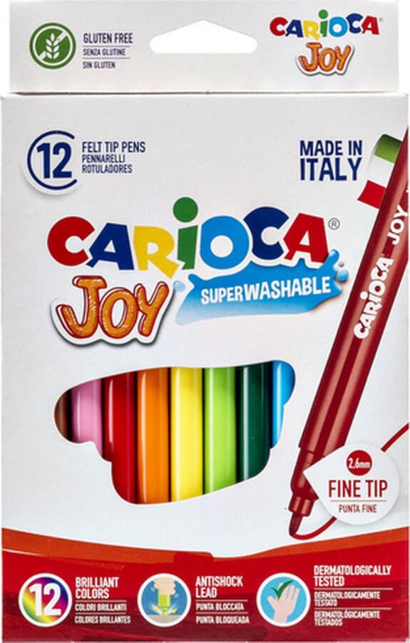 Merkloos Carioca viltstift Superwashable Joy 12 stiften in een kartonnen etui