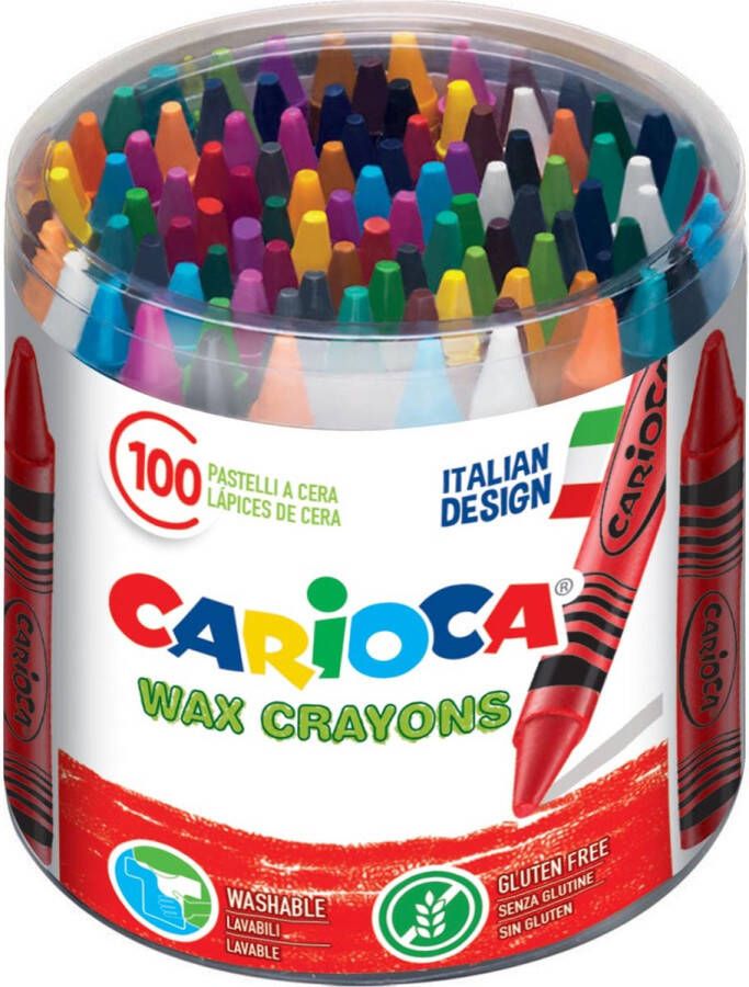 Royal Talens Carioca waskrijt Wax pot met 100 stuks in geassorteerde kleuren