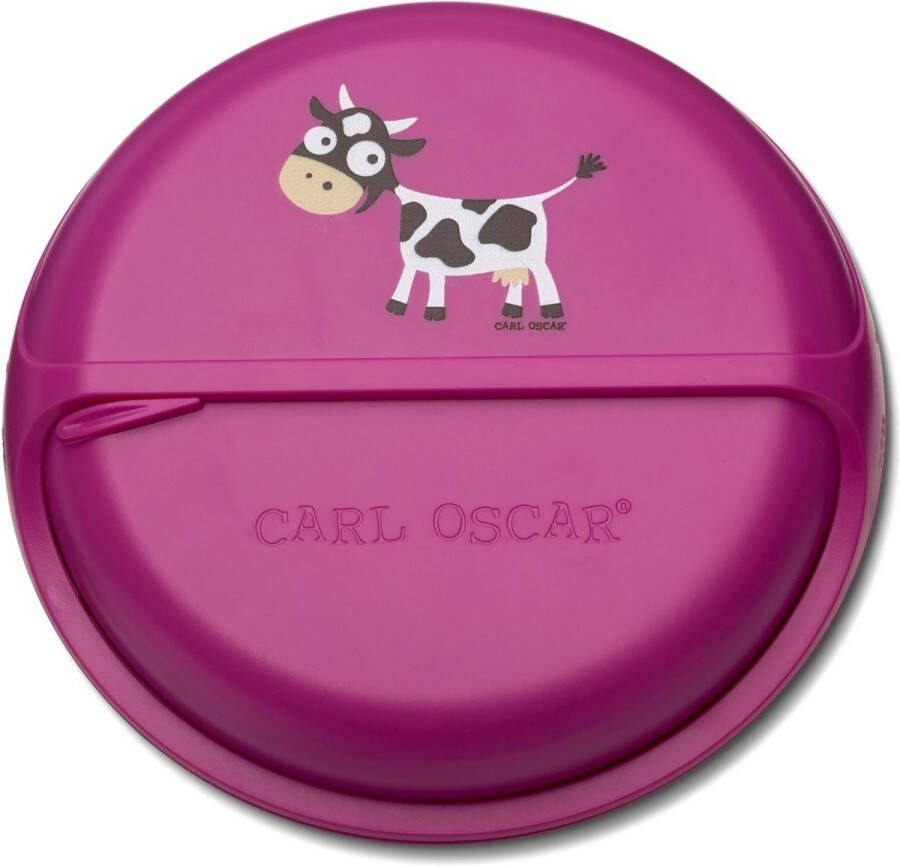 Carl-Oscar SnackDisc Take away opbergdoos kunststof roze koe D 15 cm H 4.5 cm