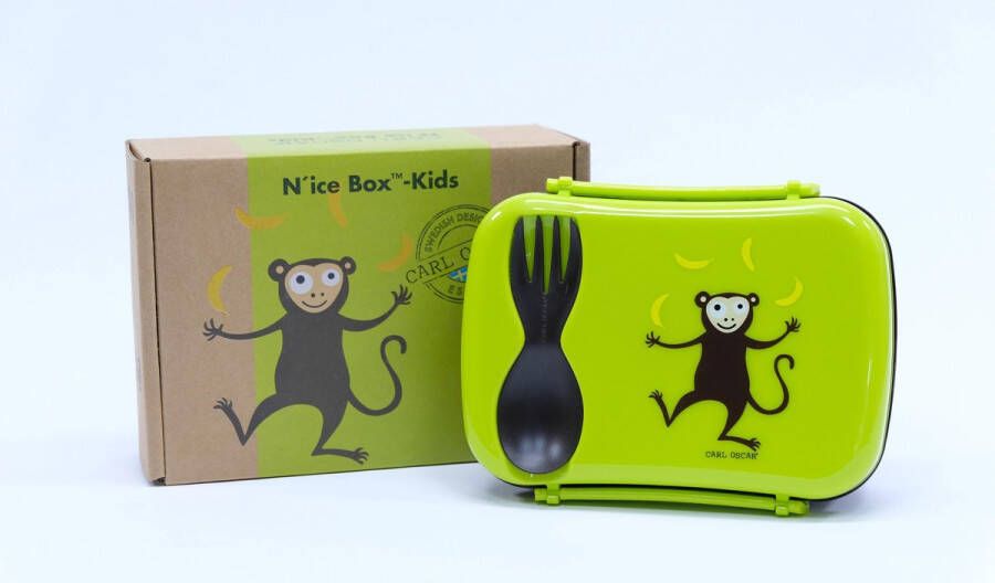 Carl-Oscar N'ice Box Lunch box met koelelement voor kinderen limoen aap 17 x 12.5 x 6.3 cm
