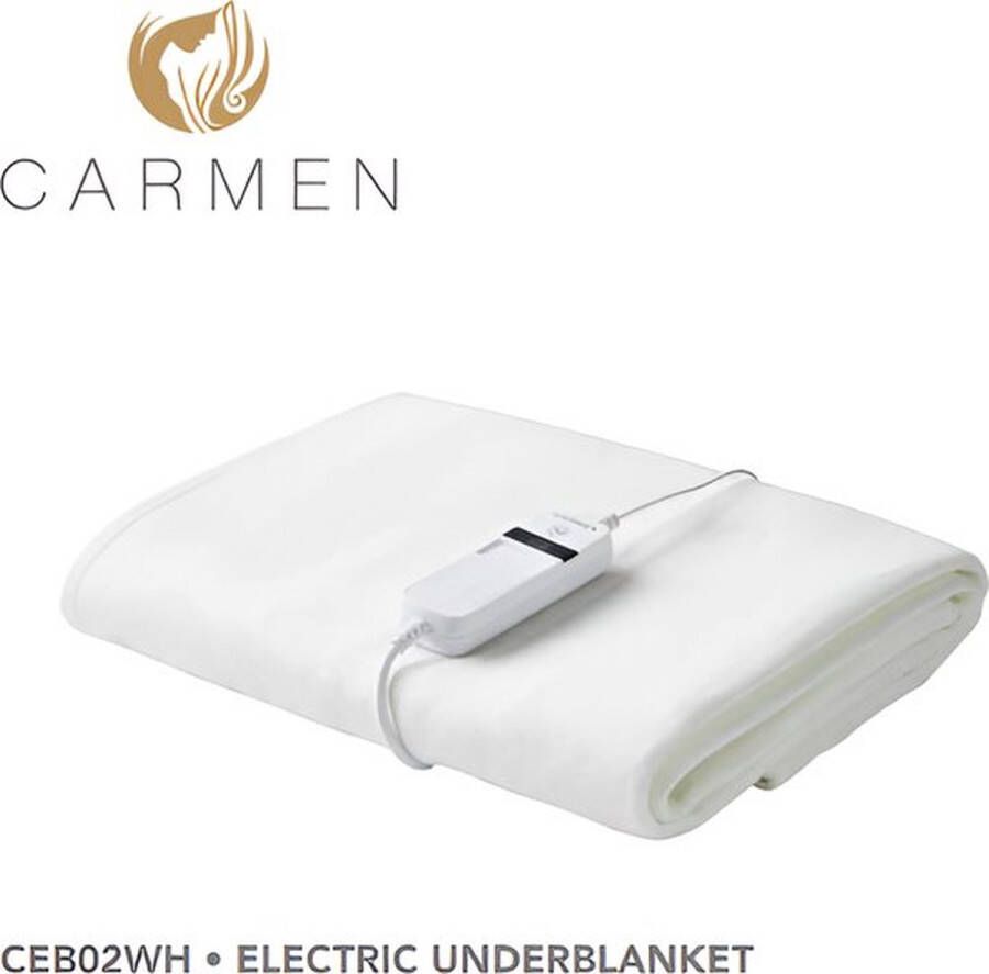 Carmen CEB02WH Wasbaar Elektrische deken 150 x 80 cm Fleece Wit