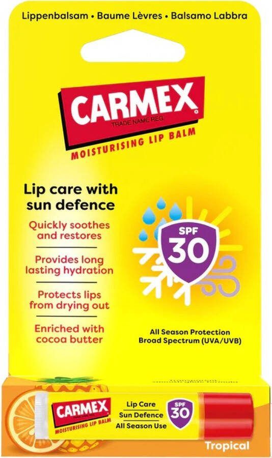 Carmex lippenbalsem 30spf lip care tropical all season lipbalm 4 25 gram