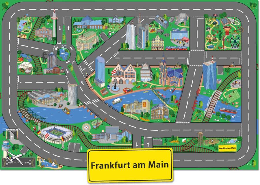 Carperoo Frankfurt am Main Speelkleed Speelmat 115x175cm Speelmat Baby Speeltapijt Speelkleed Jongens Autokleed Speelkleed Meisjes Verkeerskleed