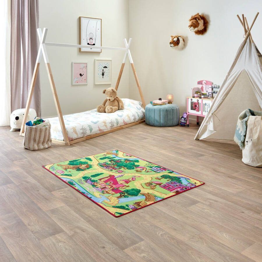 Carpet Studio Candy Town Speelkleed Speelmat 95x133cm Vloerkleed Kinderkamer Anti-slip Speeltapijt Verkeerskleed Geel