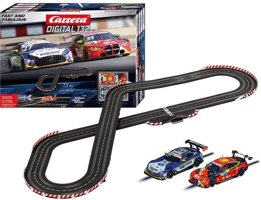 Carrera DIGITAL 132 Fast and Fabulous Mercedes-AMG GT3 Evo vs. BMW M4 GT3 Racebaan