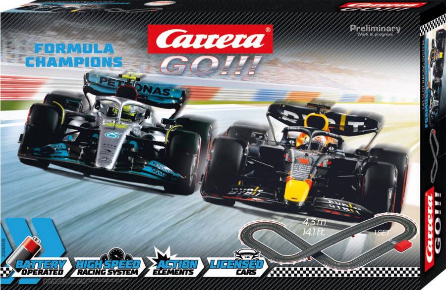 Carrera Go!!! Triple Formula World Champion Starter Version Racebaan Elektrisch voor Kinderen Max Verstappen vs. Lewis Hamilton Red Bull vs. Mercedes