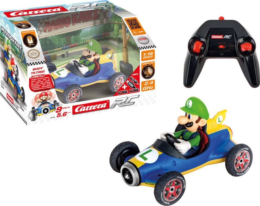 Carrera RC Mario Kart™ Mach8 Luigi Schaal 1:18 2 4GHz RC Model Kant en Klaar