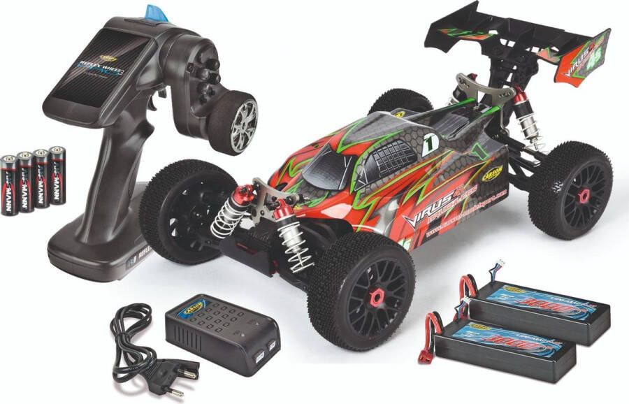 Carson Modellsport Virus 4.1 4S Brushless 1:8 RC auto Elektro Buggy 4WD 100% RTR 2 4 GHz Incl. accu oplader en batteri