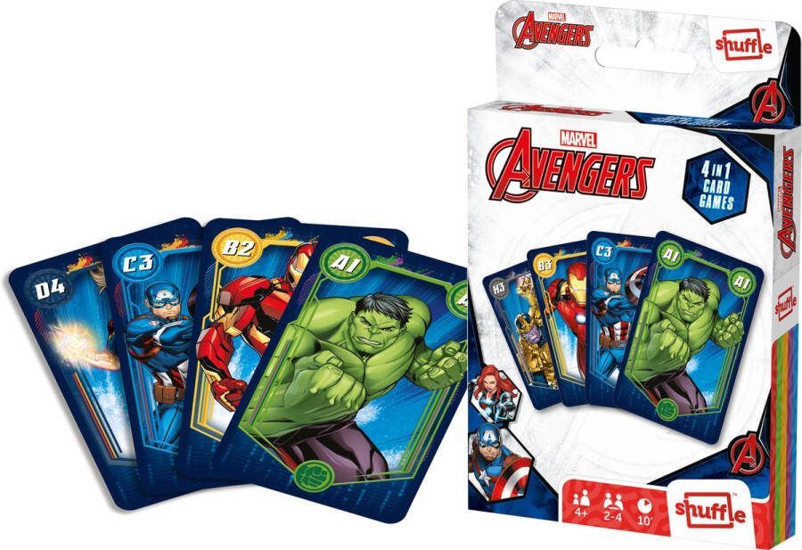 Shuffle Kaartspellen Avengers 4 in 1 (Kwartet memo snap actiespel)
