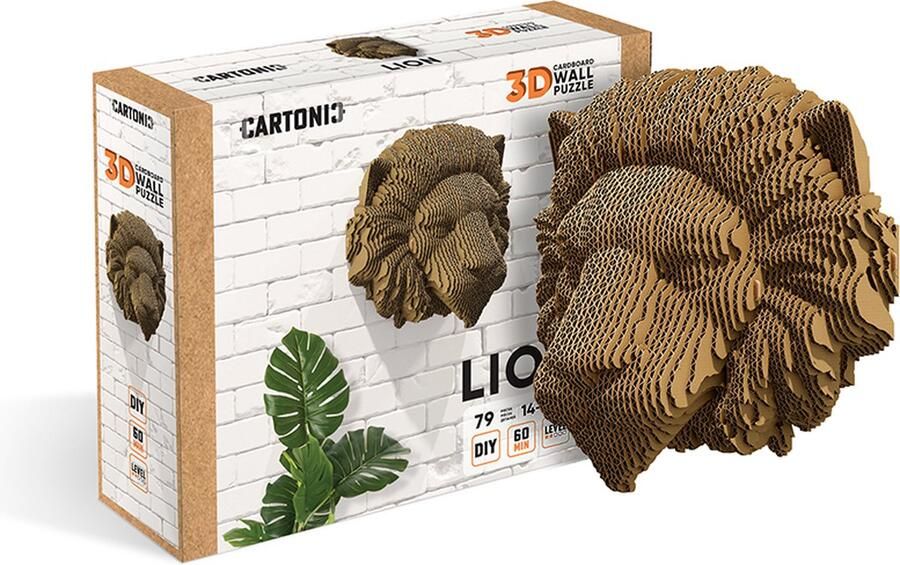 CARTONIC -Leeuw- 3d puzzel- 3D- puzzelen-DIY- Kinderen en Volwassenen- decoratie- thuis- muurdecoratie- Ecologisch