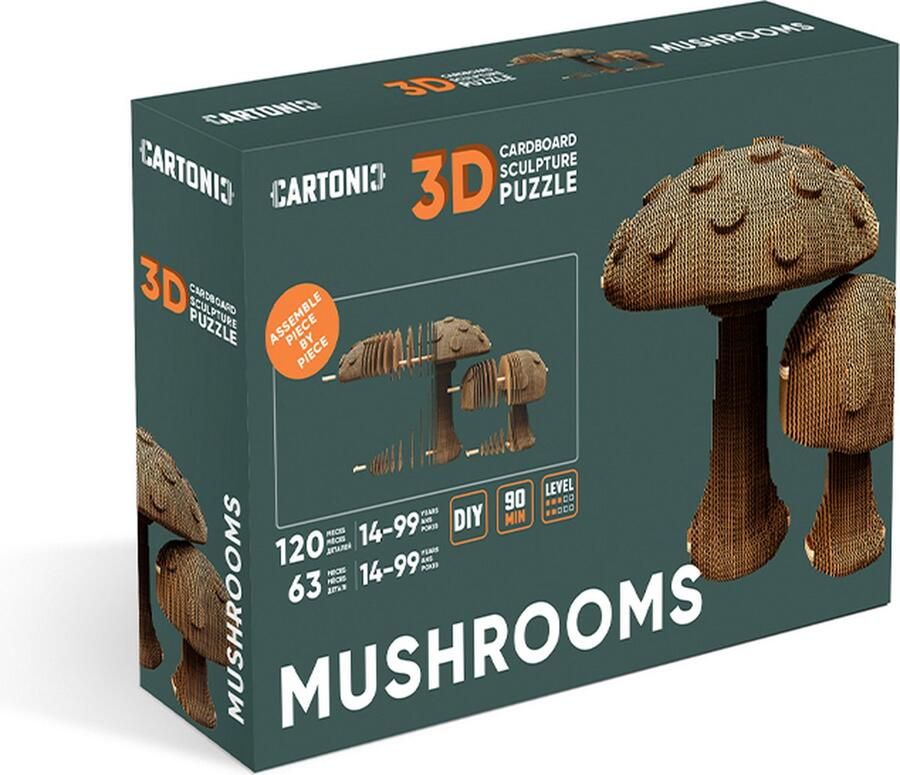CARTONIC -paddenstoel- mushroom- 3d puzzel- kinderen en volwassenen- DIY- puzzle- decoratie- sfeer