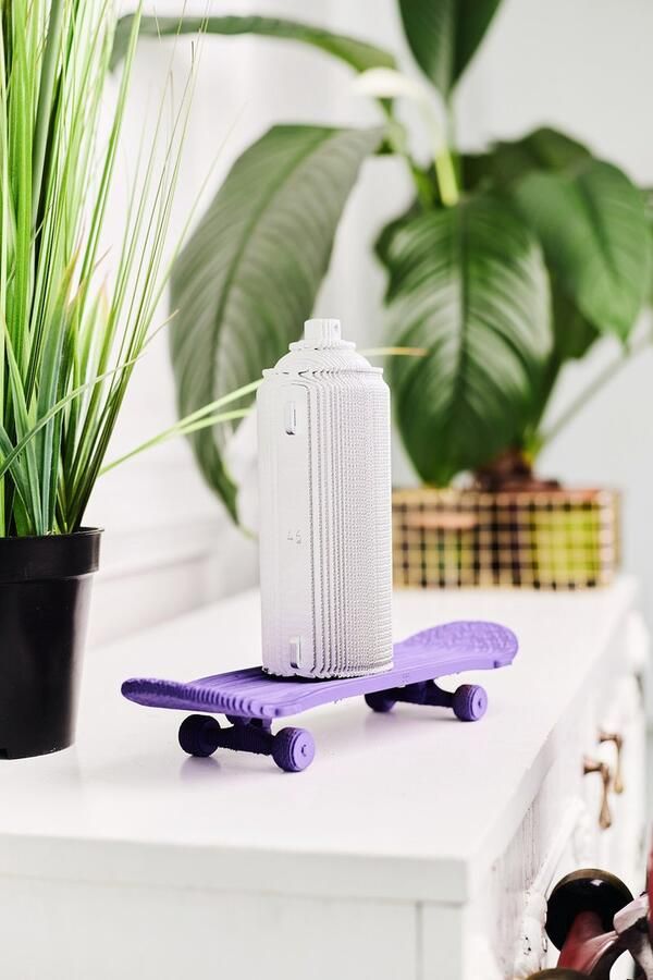 CARTONIC Skateboard And Spray Can- 3D Puzzel-Speelgoed- Puzzel-DIY- Creatief- Karton- Kinderen en volwassen- 3D- puzzel