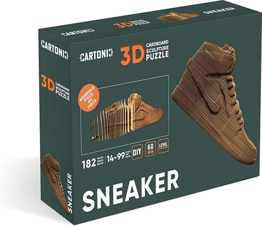 CARTONIC Sneakers- 3D Puzzel-Speelgoed- Puzzel-DIY- Creatief- Karton- Kinderen en volwassen- 3D- puzzel