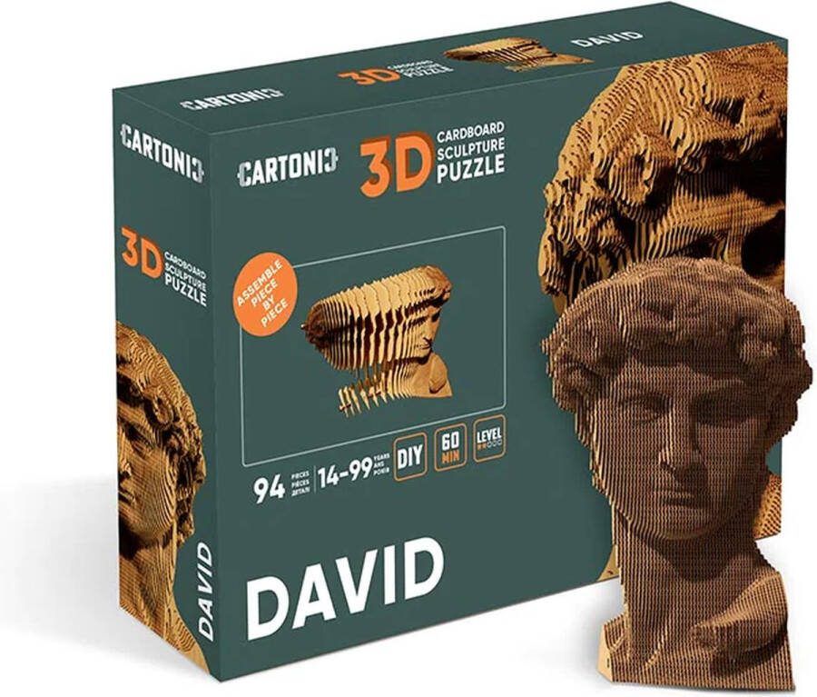 CARTONIC DAVID- 3D PUZZEL- 3d- puzzel- DIY- cadeau-kado-kinderen-speelgoed-kinderen en volwassenen