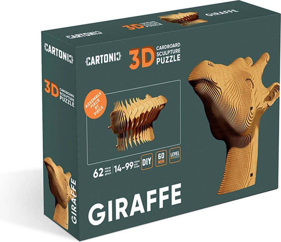 CARTONIC Giraffe- 3d puzzel- DIY- puzzel- ecologisch- cadeau-kado- kinderen en volwassenen- 3D