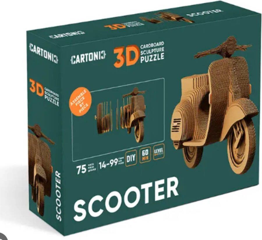 CARTONIC Scooter- 3D Puzzel-Speelgoed- Puzzel-DIY- Creatief- Karton- Kinderen en volwassen- 3D- puzzel