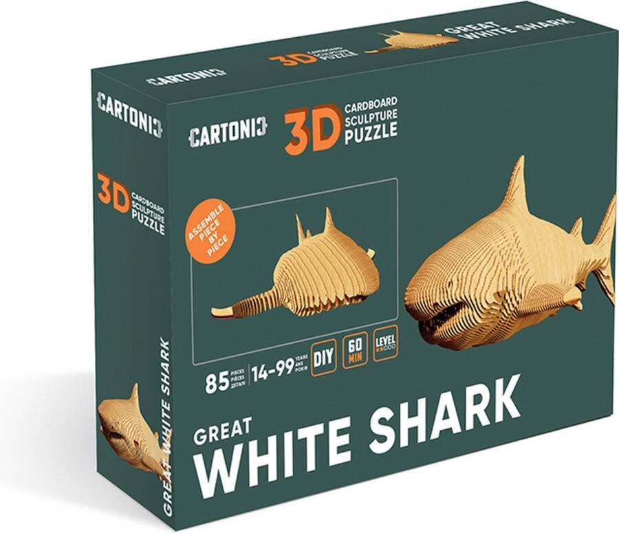 CARTONIC Shark- 3D Puzzel-Speelgoed- Puzzel-DIY- Creatief- Karton- Kinderen en volwassen- 3D- puzzel- Haai